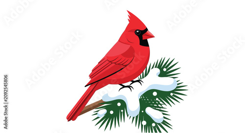 Quadro su tela A vibrant red cardinal perched on a snow covered branch a detailed vector silhou