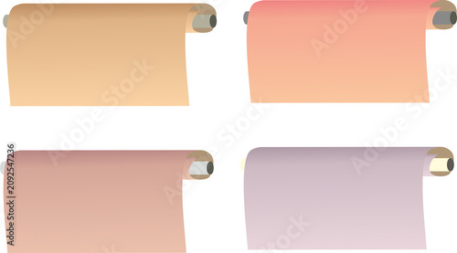 Bild auf Leinwand A set of four colorful pastel textile fabric or glossy wrapping paper rolls feat