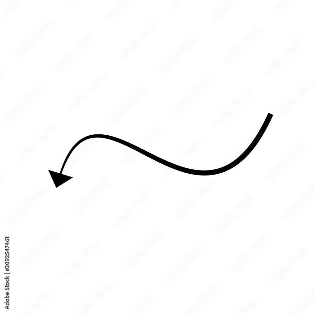 Fototapeta premium Hand Drawn Black Curly Arrow Pointing Left Direction Pointer Symbol