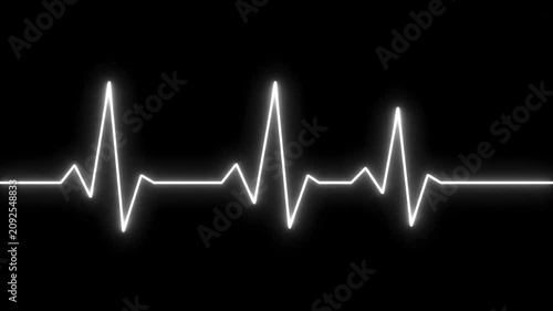 Glowing Neon Heartbeat EKG Line Monitor Animation on Black Background Loop