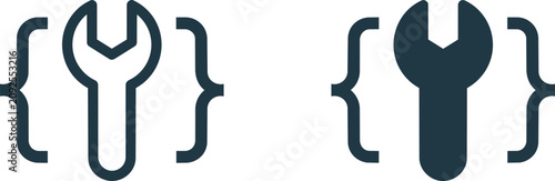 Foto Programming curly bracket symbol isolated on a clean white background style