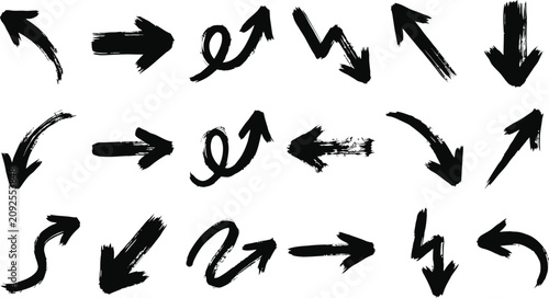 Tableau sur toile Black brush stroke arrows
