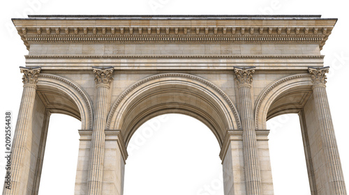 Photos Classical stone triumphal arch with ornate columns, isolated on transparent back