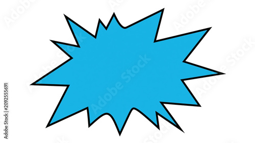 Photos Bright blue starburst shape with black outline, isolated on transparent backgrou