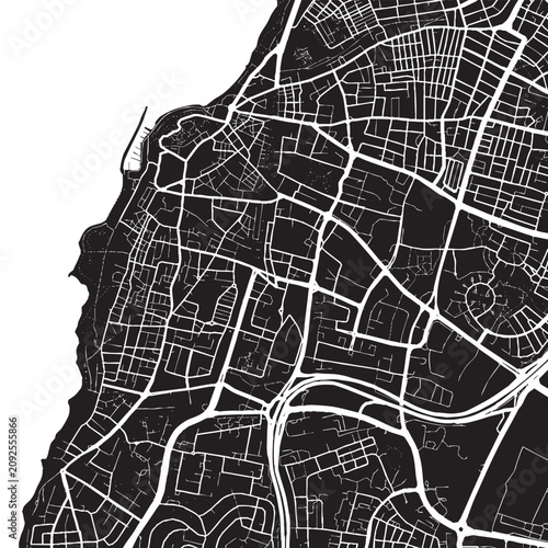 Fotografie Jaffa in Israel illustration of a city's infrastructure map with roads and build