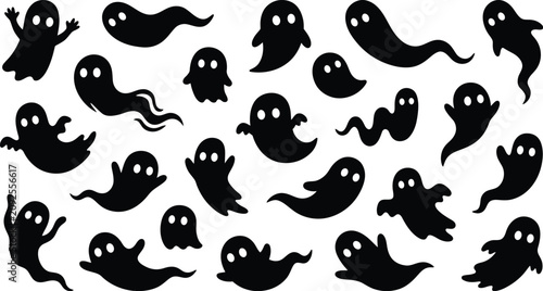 Φωτογραφία Various ghost silhouettes floating for spooky designs