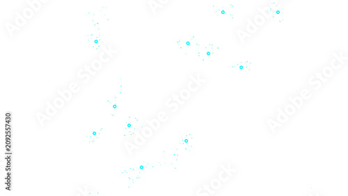 Foto Abstract digital network connection with glowing blue dots on a white background