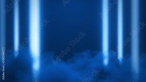 Neon Atmosphere: Abstract scene with vertical neon blue lights and wisps of smoke, creating an electric and futuristic ambiance.