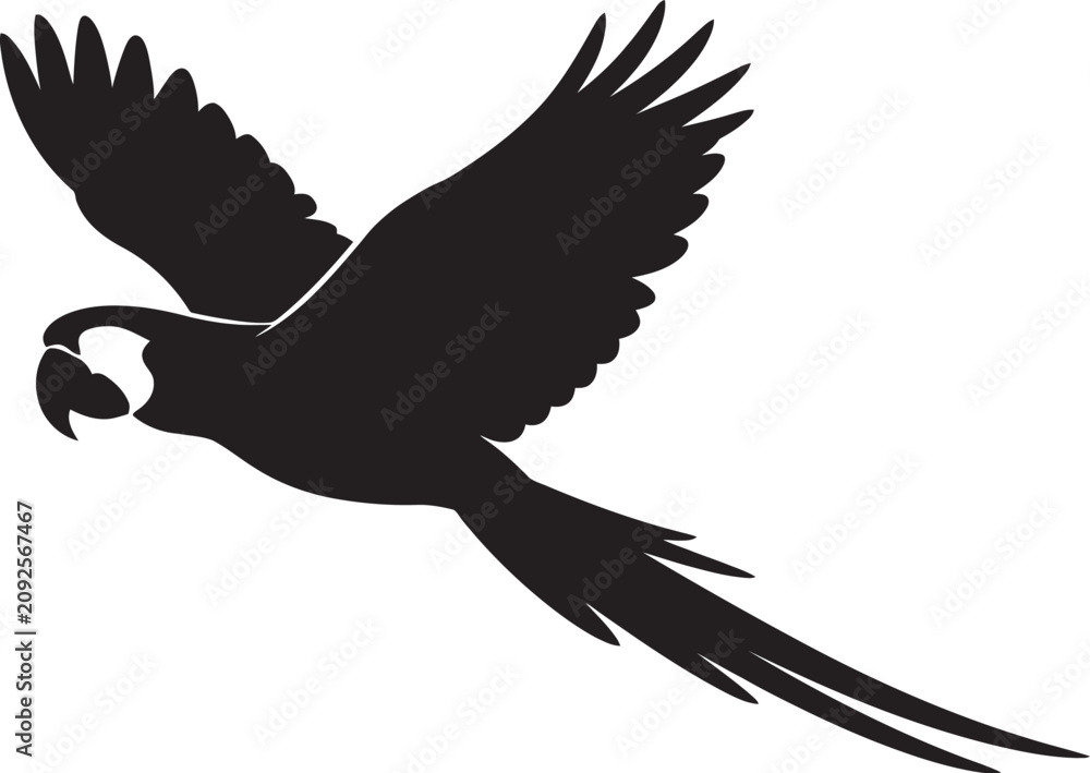 Obraz premium Black Silhouette Of A Bird In Flight Vector Illustration