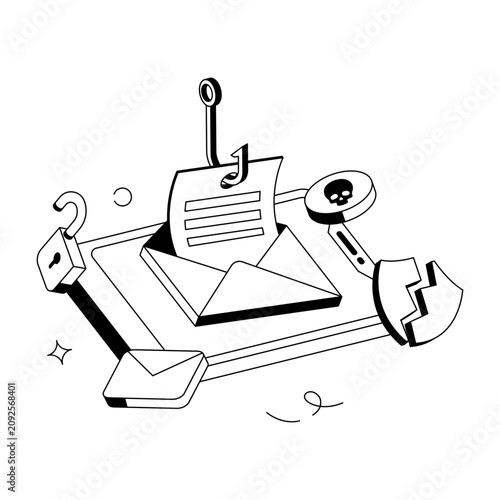 Email message with a fishing hook representing phishing attempts.