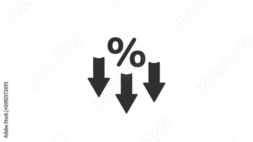 Discount percentage down, Sale price reduction arrow animation motion graphic