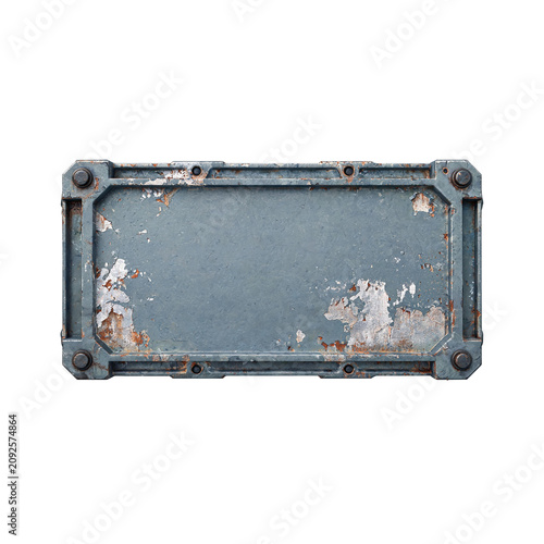 3D Industrial Rusty Metal Signboard Frame with Weathered Texture