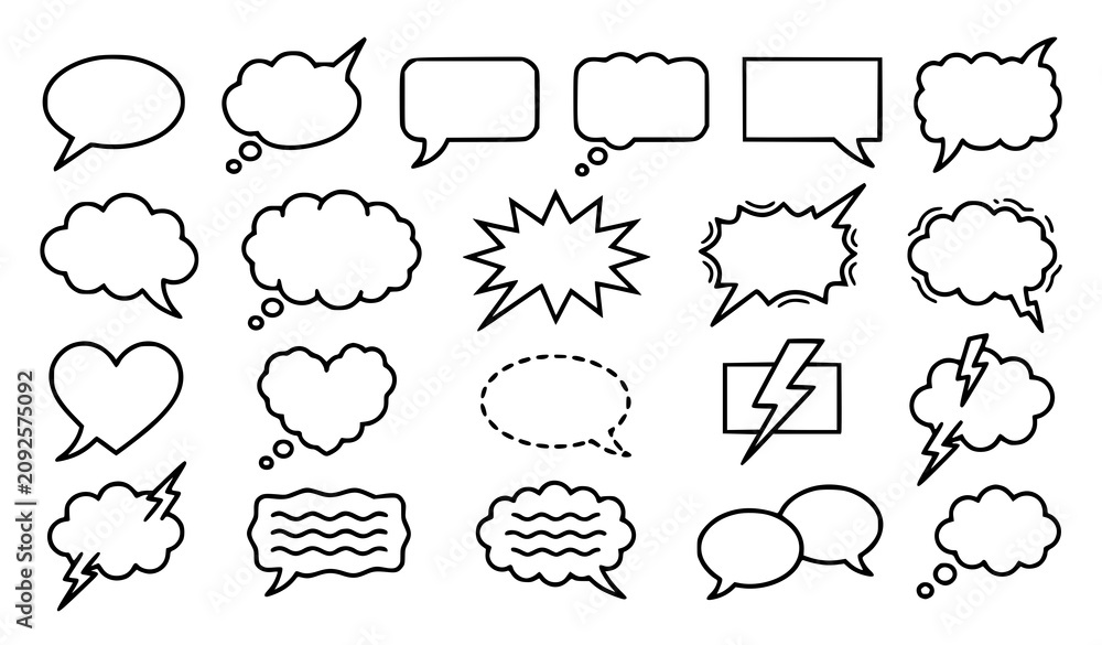 Fototapeta premium Comic Speech Bubble Collection with Dialogue Clouds Chat Balloons and Pop Art Message Frames