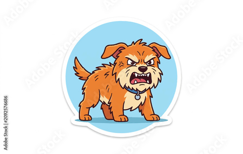 Foto Angry small brown dog cartoon character.