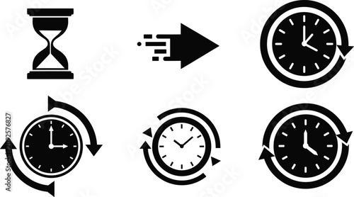 Bild auf Leinwand time icons vector hourglass clock cycle fast movement rotation passage editable
