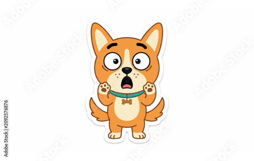 Schilderij op canvas Corgi Cartoon Dog Furry Friend.