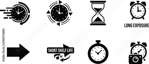 Foto time icons vector hourglass clock stopwatch arrows urgency cycle passage rotatio
