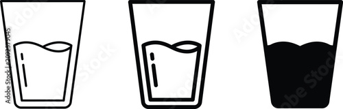 Photos Three glasses with different liquid levels