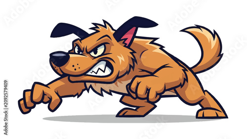 Εκτύπωση καμβά Angry dog with sharp teeth running.