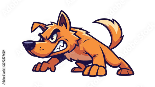 Canvas Print Cartoon angry dog in motion.