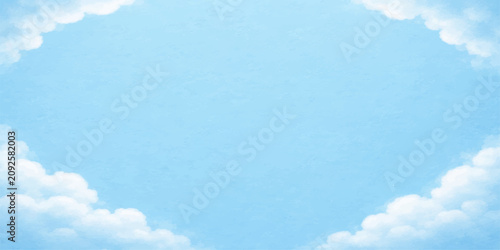 Принти на полотні Bright Blue Sky with Fluffy White Clouds on a Sunny Summer Day, Peaceful Cloudsc