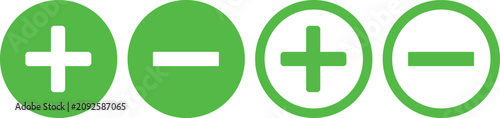 Obraz na plátně Green circular math operation icons with plus and minus signs