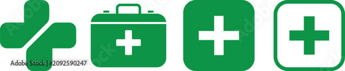 Foto Modern medical plus icons set in green