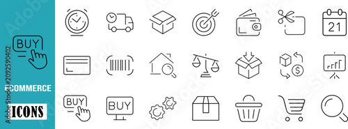 Fotografija E-commerce business shopping line icons