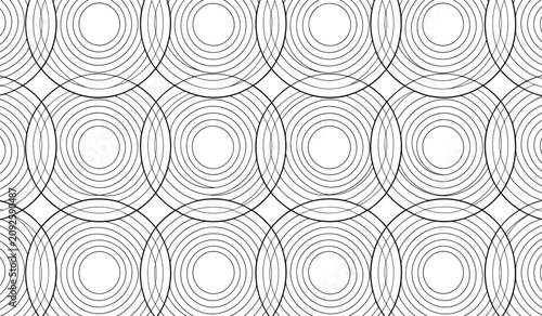 Concentric Circles Pattern in Monochrome Vector Background for Modern Design Applications