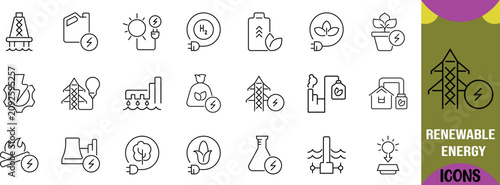 Fotografie Renewable energy power source icons