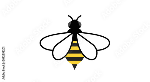 A stylized bee illustration with black and yellow stripes presented as a silhouette insect hymenoptera