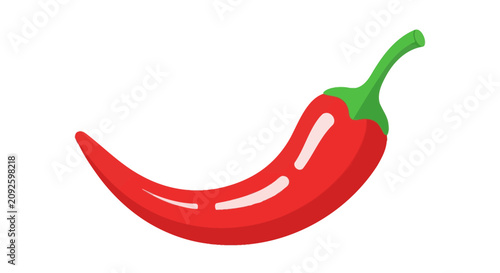A red chili pepper illustration with white highlights presented as a flat silhouette spice hot
