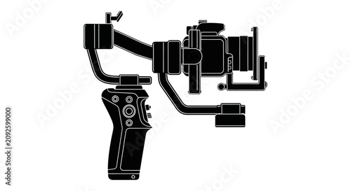 Konstfotografi Camera gimbal stabilizer in black silhouette against a white background filmmaki