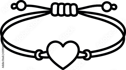 Fotografie Friendship Bracelet Heart Charm Minimal Outline Adjustable String Jewelry Vector