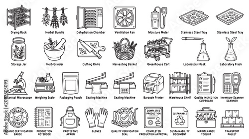 40 Line Icons, Business, Education, Science, Food,  Vector Illustration Set