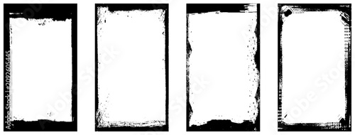 Old covers set isolated on white background. Vector realistic illustration of scratched rectangular paper frames with grungy grainy texture.