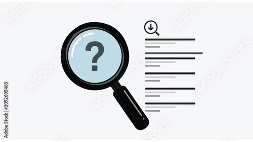 Quadro su tela Magnifying glass with question mark.