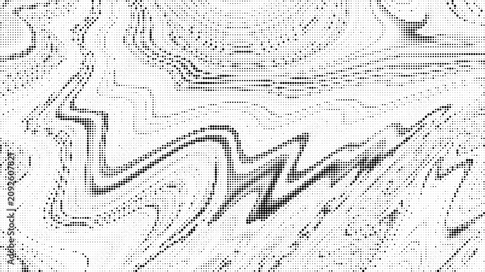 Fototapeta premium Black and white abstract halftone pattern with wavy lines