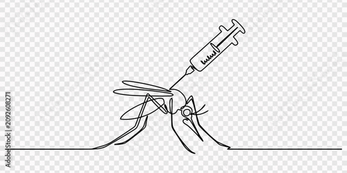 Fotografie Continuous line drawing of mosquito animal