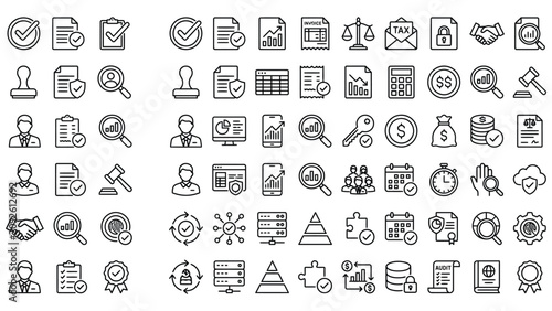 Inspection web icons in line style. Examination, testing, quality control, check, inspect, collection. Vector illustration.
