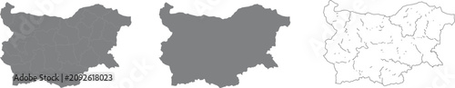 Set of bulgaria map silhouettes and outline shapes Vector