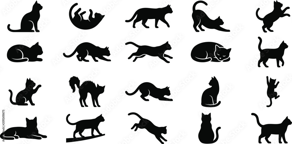 Obraz premium Halloween black cat silhouettes oct 31 decorations spooky design elements