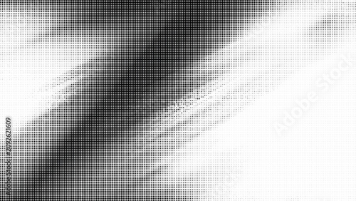 Halftone dots pattern with gradient effect in black and white