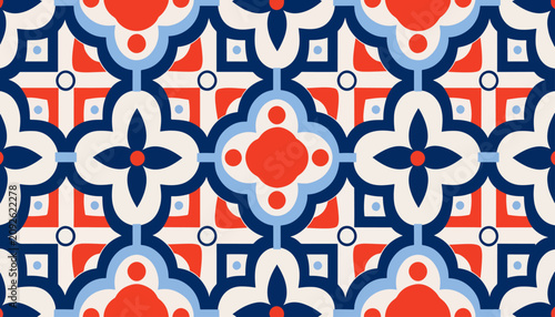 Bild auf Leinwand Colorful geometric surface design inspired by traditional ornamental tile pattern craftsmanship worldwide
