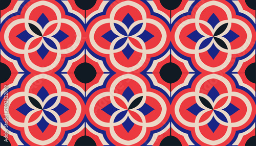 Foto Seamless decorative geometry background inspired by Mediterranean ceramic tile craftsmanship traditions
