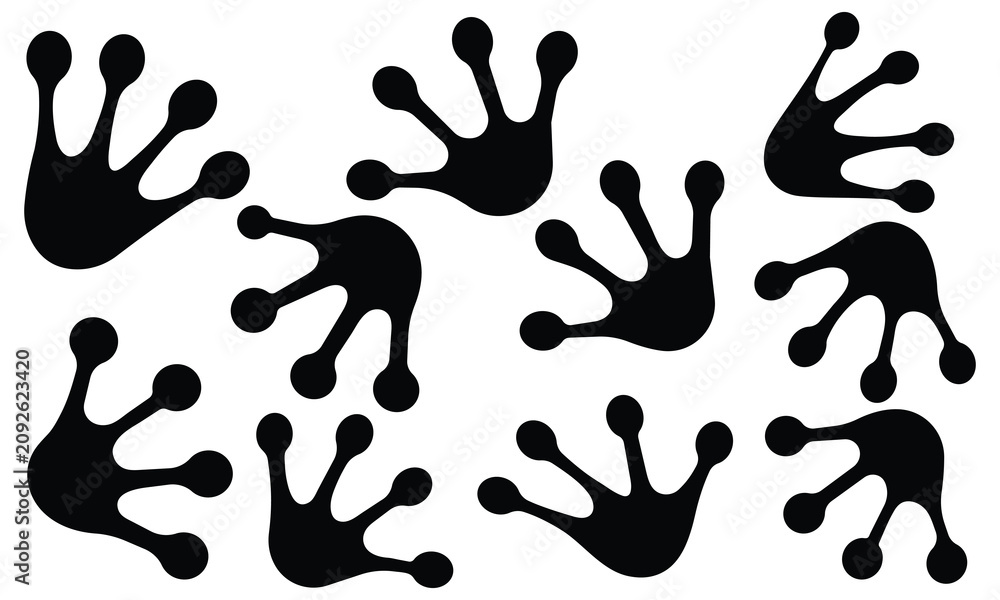 Obraz premium Frog paw print vector, icon. Simple frog footprint silhouette symbol website graphic design. Flat style paw print icon isolated on white background. Vector illustration. EPS 10