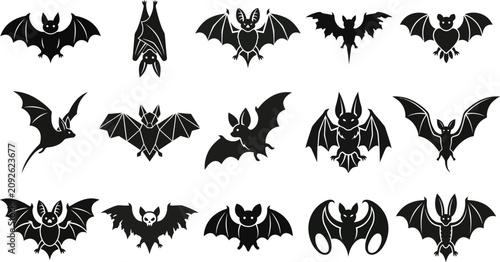 Halloween bat silhouettes collection spooky vector graphics for october 31st designs