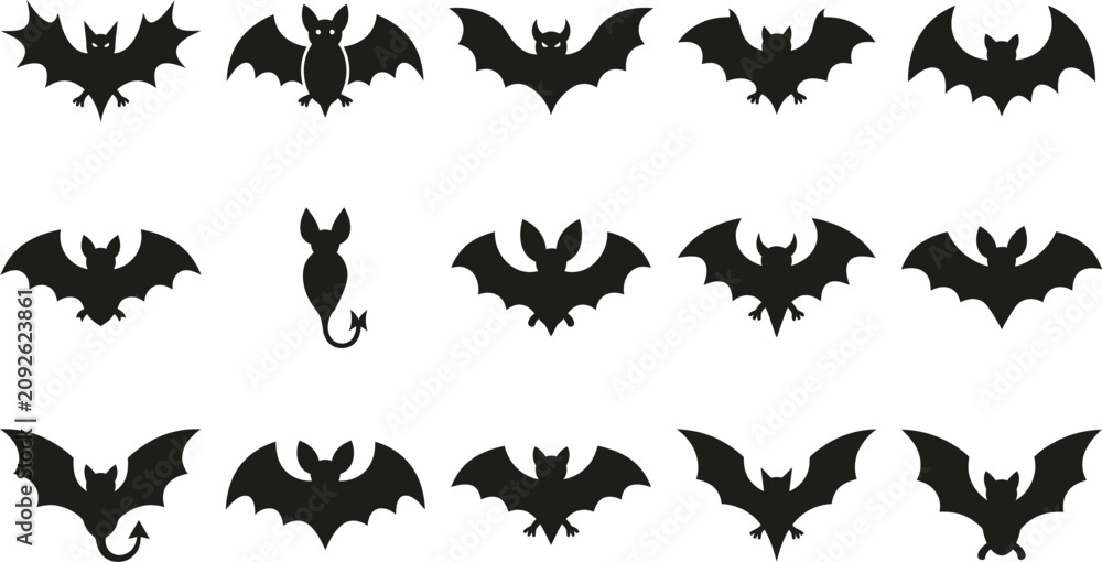 Fototapeta premium Halloween bat silhouette collection black bat silhouettes for spooky decor