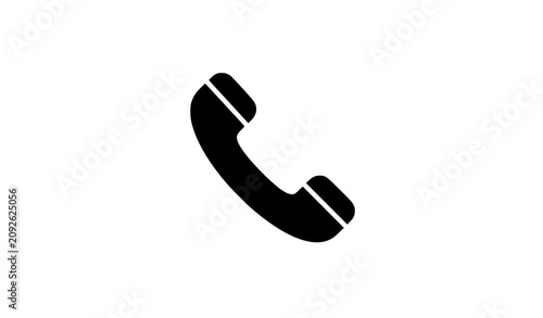 Konstfotografi Black Telephone Receiver Icon Flat Communication Symbol Vector Illustration on W