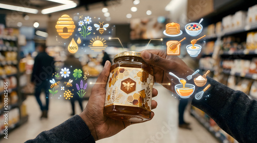Honey, food, grocery, shopping, healthy, lifestyle, product, jar, supermarket